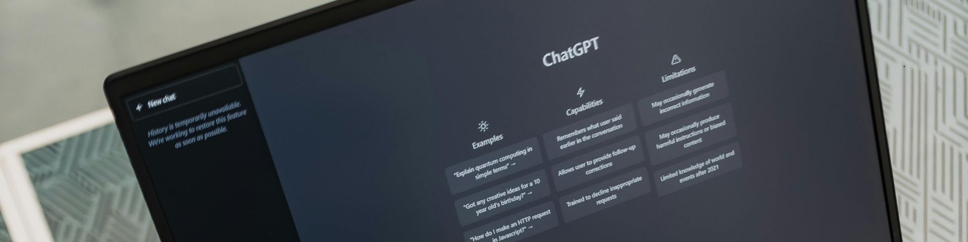 Laptop screen open to ChatGPT showing use of AI as a mental health support tool rather than a replacement for therapy.