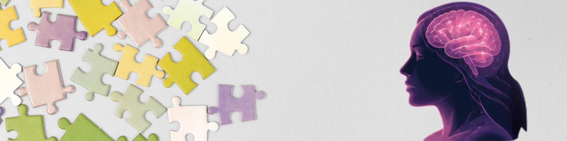 Puzzle pieces and a female brain showing relationship between ADHD and perimenopause